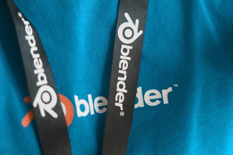 Blender keycord on blue t-shirt